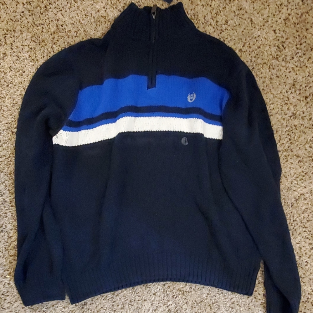 Chaps Solid 1/4 Zip Sweater, stripes